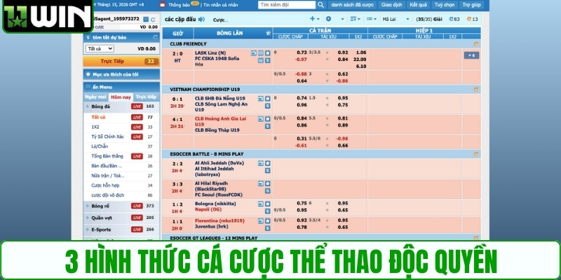 3 hình thức cá cược thể thao độc quyền