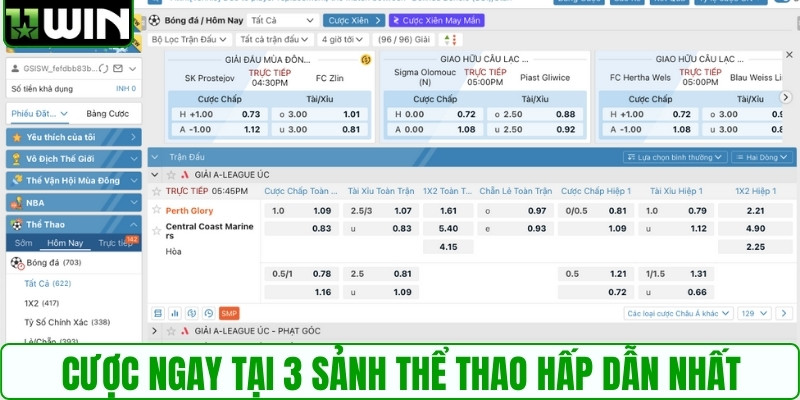 Cược ngay tại 3 sảnh thể thao hấp dẫn nhất