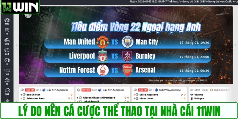 Lý do nên cá cược thể thao tại nhà cái 11WIN